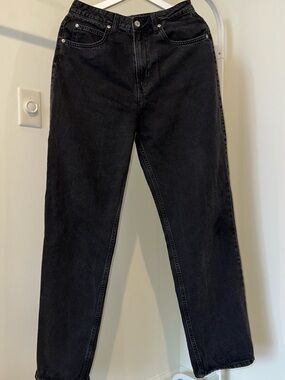 &Denim Black Baggy 90s Jeans Women’s 6 High Rise Button Pockets Dark Wash